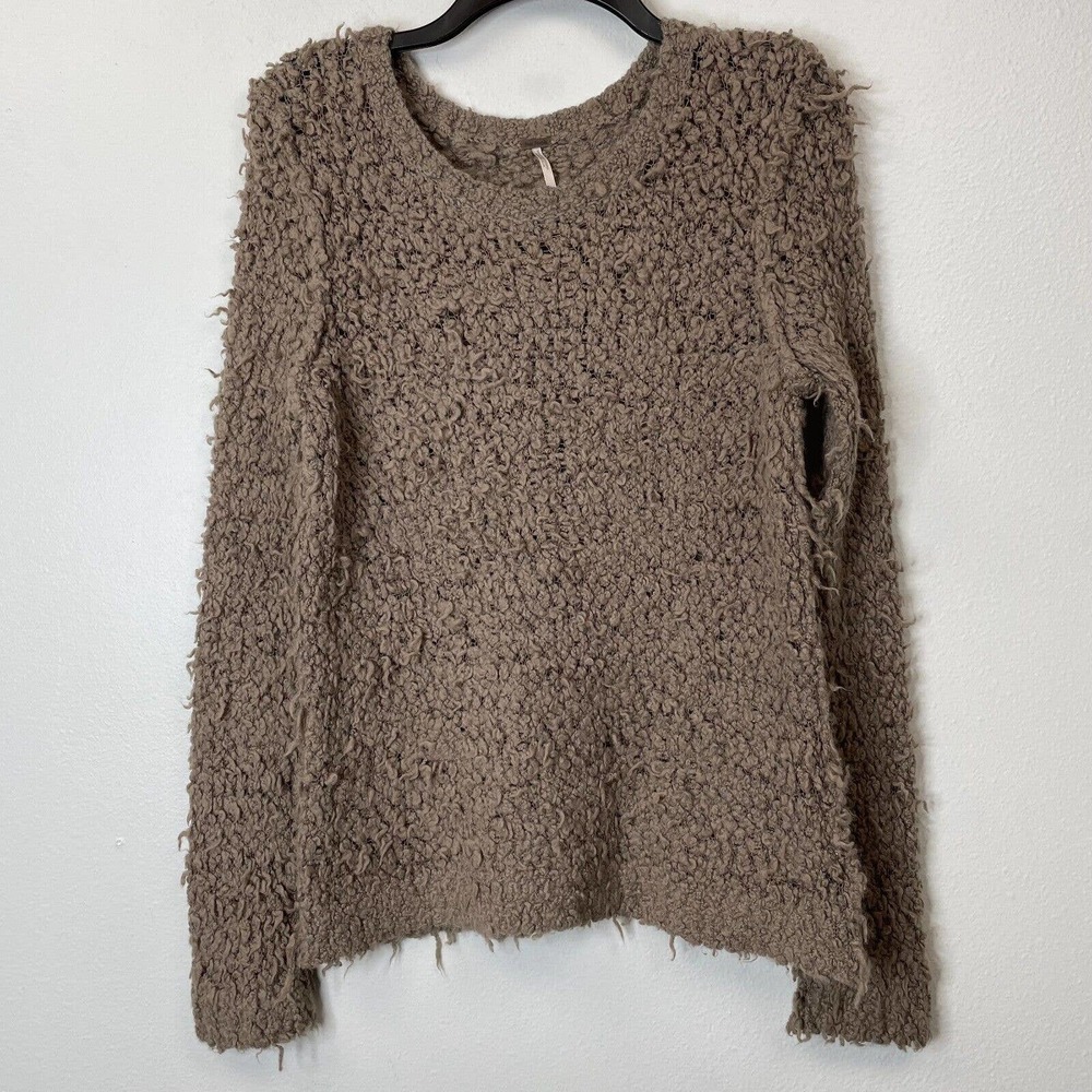 Free People Nubby Boucle Sweater Size Large Brown Long Sleeve Urban Outfitters
